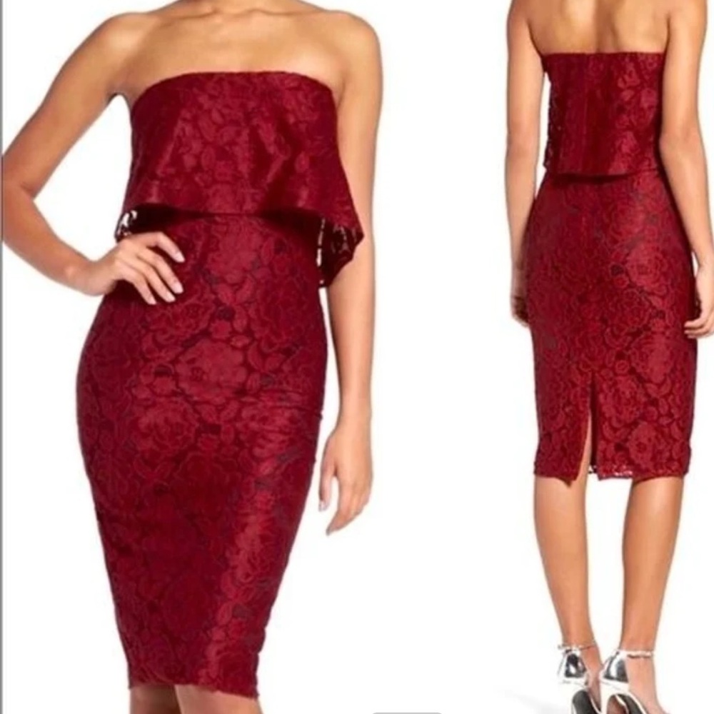 Likely Women Driggs Lace Strapless Dress Size 8 In Maroon Party Wedding Guest